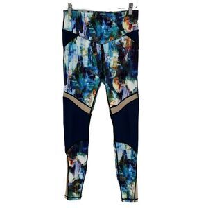L'urv Full Length Mid Rise Athletic Yoga Performance Leggings Blue Women Small‎